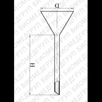 Воронка лабораторная с длинным стеблем, стекло, d 100 мм, h 150 мм, Россия, 2100