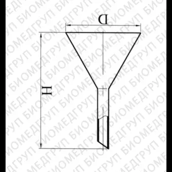 Воронка лабораторная, стекло, d 75 мм, h 110 мм, Россия, 998