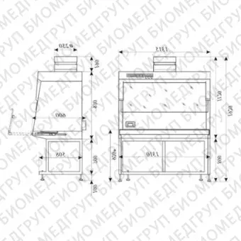 Вытяжной шкаф для биологических рисков SHV1,3LaminarS.