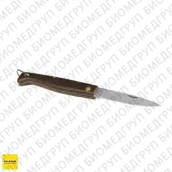 Нож лабораторный, длина лезвия 83 мм, общая длина 100 мм, нерж. сталь, с деревянной рукояткой, Bochem, 12230