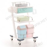 Столик-тележка медицинский трёхполочный с выдвижным ящиком и набором аксессуаров